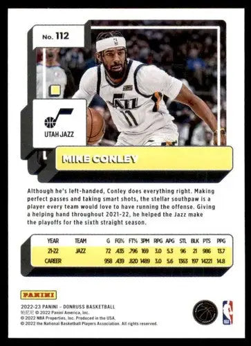 2022-23 Donruss Mike Conley Utah Jazz trading card with original gloss by Simply Sandoval