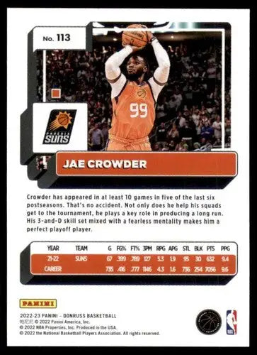 Jae Crowder basketball card with original gloss, Jae Crowder NM-MT from 2022-23 Donruss