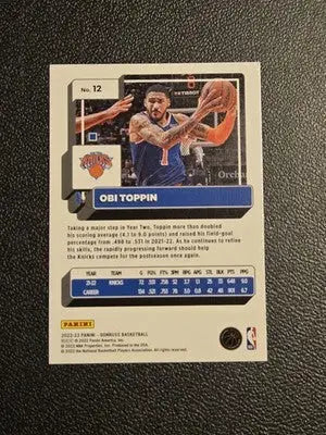 2022-23 Donruss #12 Obi Toppin Holo Laser Green - Basketball Card Single