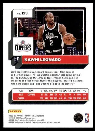 Original gloss Kawhi Leonard basketball card from 2022-23 Donruss by Simply Sandoval
