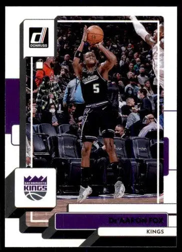 Original gloss De’Aaron Fox basketball card from 2022-23 Donruss featuring Sac Kings