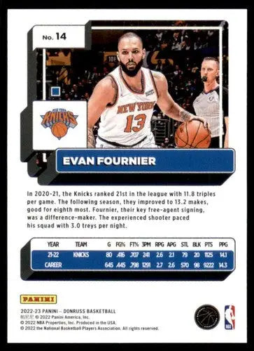 2022-23 Donruss #14 Evan Fournier NM-MT Knicks ID:57843 - Basketball Card Single