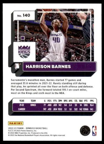 2022-23 Donruss #140 Harrison Barnes NM-MT Sac Kings ID:57294 - Basketball Card Single