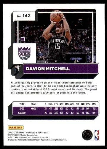2022-23 Donruss #142 Davion Mitchell NM-MT Sac Kings ID:57850 - Basketball Card Single
