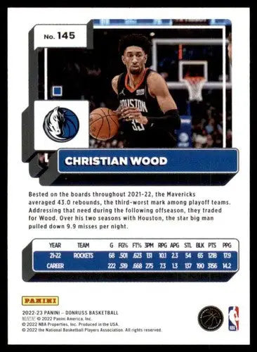 2022-23 Donruss #145 Christian Wood NM-MT Mavericks ID:57848 - Basketball Card Single