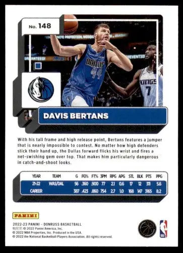 Original gloss Davis Bertans basketball card 2022-23 Donruss NM-MT Mavericks