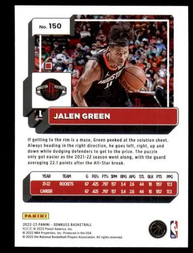 2022-23 Donruss #150 Jalen Green NM-MT Rockets ID:57876 - Basketball Card Single