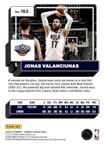 2022-23 Donruss #163 Jonas Valanciunas NM-MT Pelicans ID:57249 - Basketball Card Single