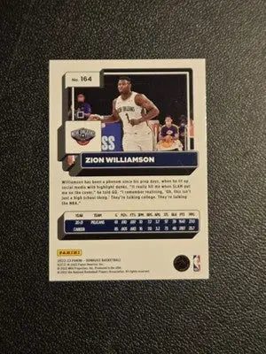 2022-23 Donruss #164 Zion Williamson Holo Laser Green - Basketball Card Single