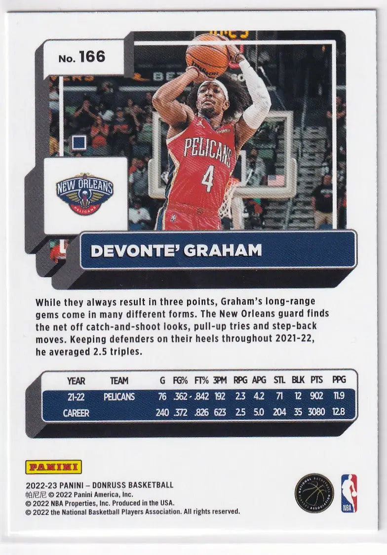 2022-23 DONRUSS #166 DEVONTE GRAHAM GREEN LAZER- NEW ORLEANS PELICANS