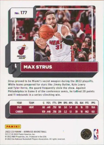 2022-23 Donruss Max Strus basketball card with original gloss featuring Simply Sandoval