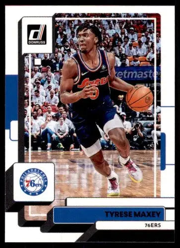 Tyrese Maxey basketball card with original gloss from 2022-23 Donruss Simply Sandoval series