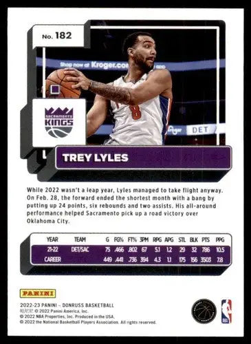 2022-23 Donruss #182 Trey Lyles NM-MT Sac Kings ID:57092 - Basketball Card Single