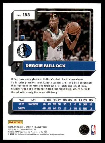 2022-23 Donruss #183 Reggie Bullock NM-MT Mavericks ID:57295 - Basketball Card Single