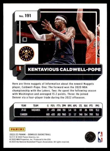 2022-23 Donruss #191 Kentavious Caldwell-Pope NM-MT Nuggets ID:57132 - Basketball Card Single