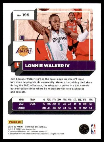 Lonnie Walker IV basketball card from 2022-23 Donruss with original gloss featuring Simply Sandoval