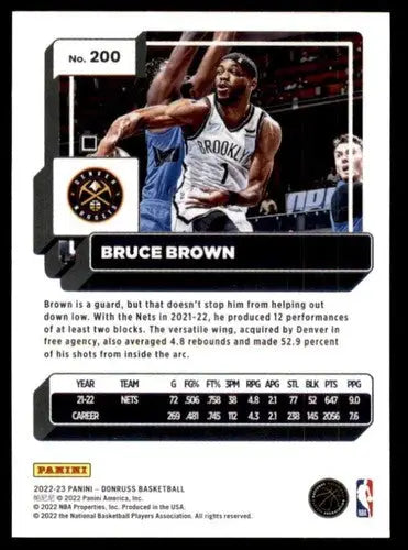 Bruce Brown basketball card with original gloss, 2022-23 Donruss NM-MT Nuggets