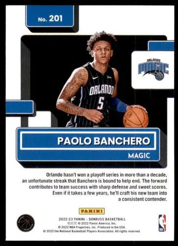 2022-23 Donruss #201 Paolo Banchero NM-MT RC Rookie Magic Rated Rookie ID:54805 - Basketball Card Single