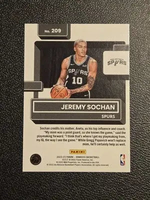 2022-23 Donruss #209 Jeremy Sochan Holo Laser Green RC - Basketball Card Single