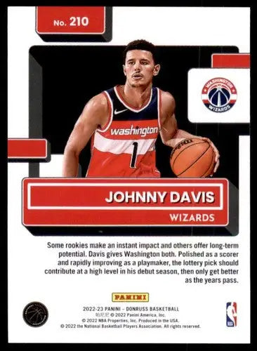 2022-23 Donruss #210 Johnny Davis NM-MT RC Rookie Wizards Rated Rookie ID:54826 - Basketball Card Single