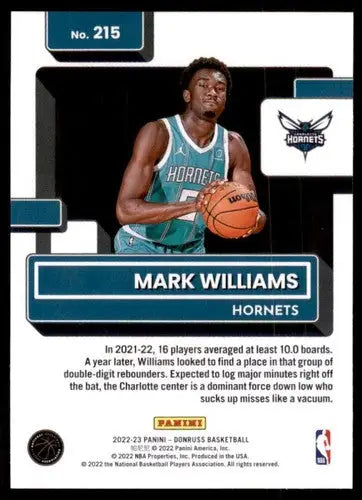 Basketball card featuring Mark Williams Rated Rookie with original gloss from 2022-23 Donruss