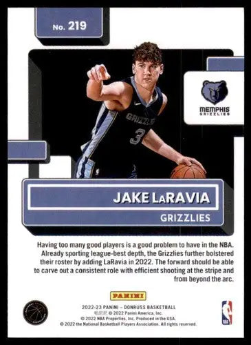 Original gloss basketball card of Jake LaRavia rated rookie from 2022 23 Donruss