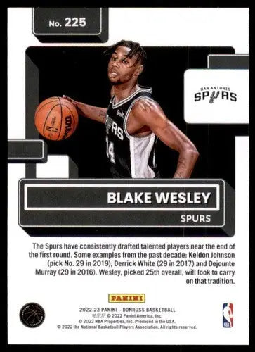 Original gloss Blake Wesley rated rookie basketball card from 2022-23 Donruss series