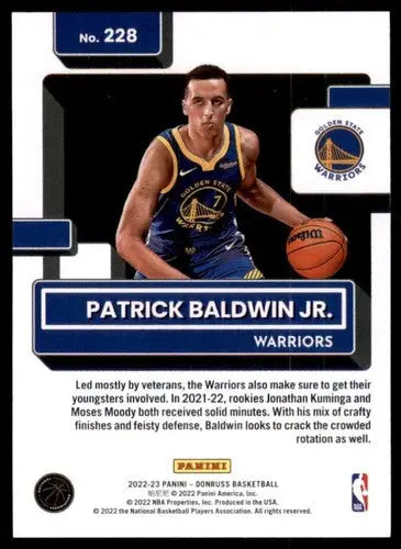 Original gloss Patrick Baldwin Jr rated rookie basketball card from 2022-23 Donruss series