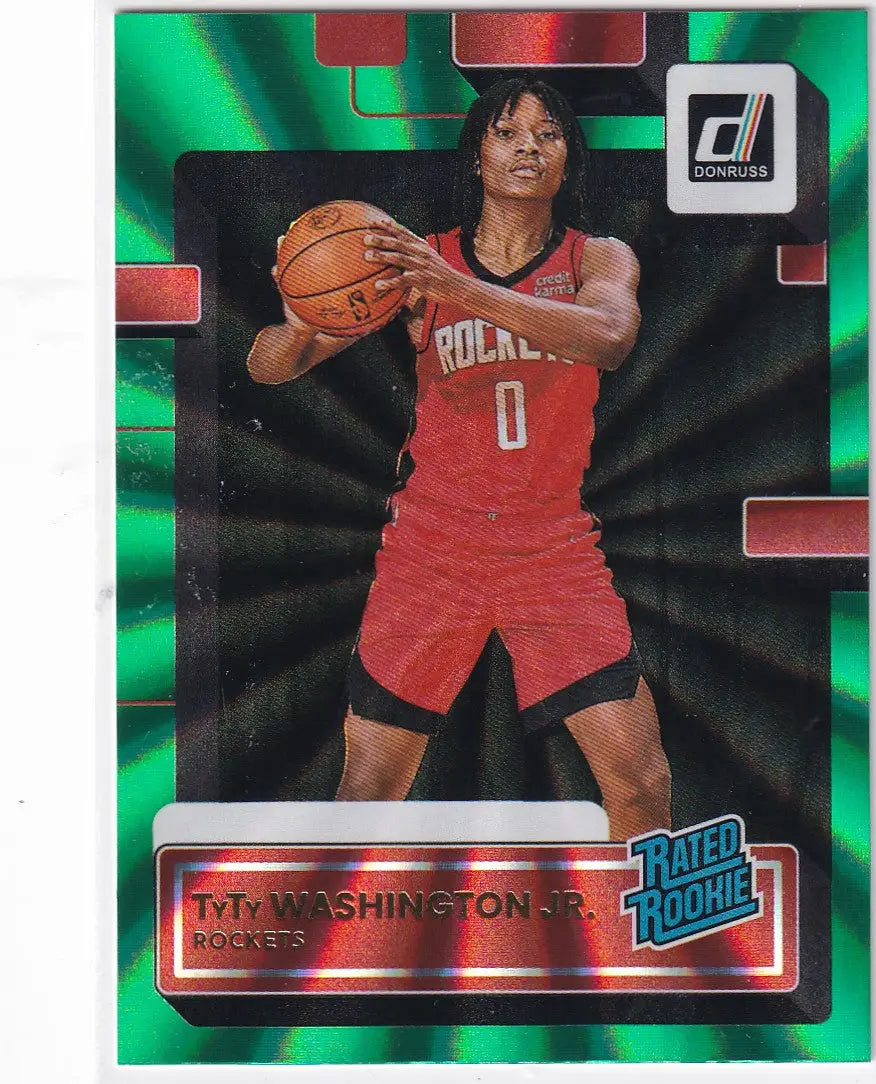 2022-23 DONRUSS #229 TYTY WASHINGTON JR GREEN LAZER- HOUSTON ROCKETS