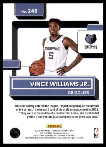 2022-23 Donruss #246 Vince Williams Jr. NM-MT RC Rookie Grizzlies Rated ID:54807 - Basketball Card Single