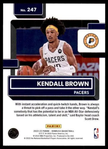 Kendall Brown rated rookie basketball card with original gloss from 2022-23 Donruss series