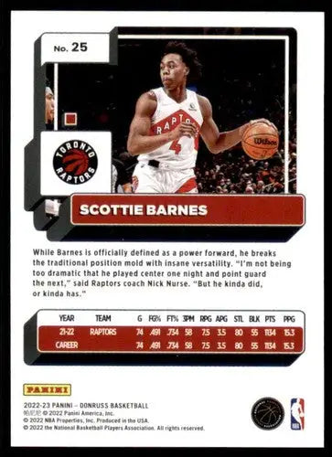 2022-23 Donruss #25 Scottie Barnes NM-MT Raptors ID:57189 - Basketball Card Single