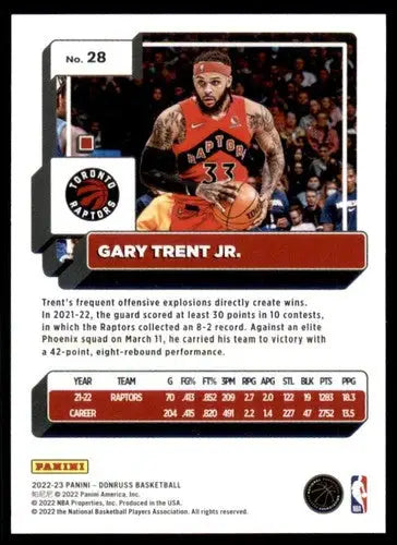 Original gloss Gary Trent Jr basketball card from 2022-23 Donruss Simply Sandoval collection