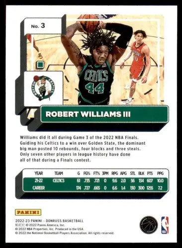 Basketball card featuring Robert Williams III from 2022-23 Donruss Celtics set