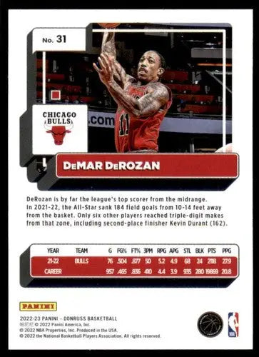 DeMar DeRozan basketball card with original gloss from 2022-23 Donruss Bulls ID 57222