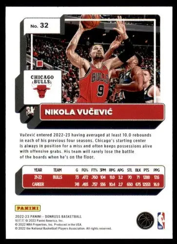 Nikola Vucevic basketball card with original gloss, 2022-23 Donruss NM-MT Bulls