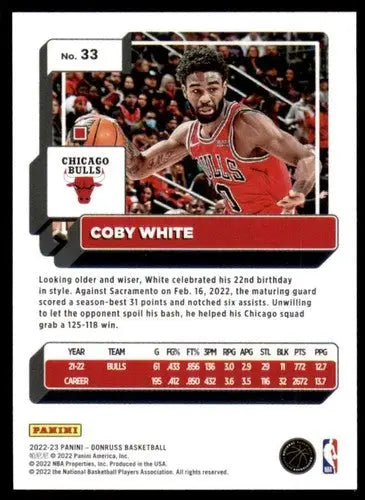 2022-23 Donruss Coby White basketball trading card with original gloss and NM-MT condition