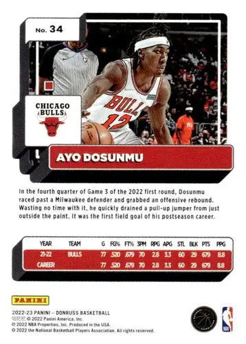 2022-23 Donruss Ayo Dosunmu basketball card with original gloss and NM-MT condition