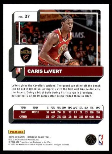 Basketball card back featuring Caris LeVert NM-MT from 2022-23 Donruss original gloss