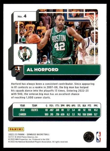 2022-23 Donruss #4 Al Horford NM-MT Celtics ID:57219 - Basketball Card Single