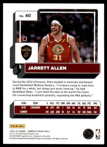2022-23 Donruss #40 Jarrett Allen NM-MT Cavaliers ID:57246 - Basketball Card Single