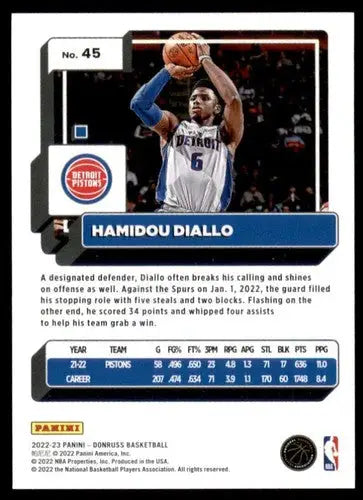 2022-23 Donruss #45 Hamidou Diallo NM-MT Pistons ID:57061 - Basketball Card Single