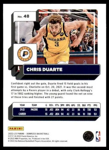 Panini Donruss basketball trading card featuring Chris Duarte with original gloss NM-MT