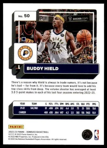 2022-23 Donruss #50 Buddy Hield NM-MT Pacers ID:57869 - Basketball Card Single