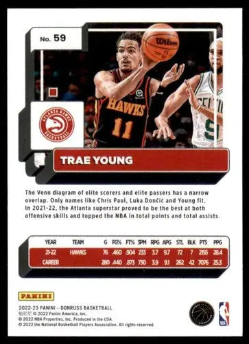Original gloss 2022-23 Donruss Trae Young NM-MT basketball card of Trae Young