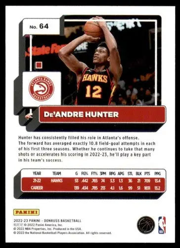 2022-23 Donruss #64 De’Andre Hunter NM-MT Hawks ID:57858 - Basketball Card Single