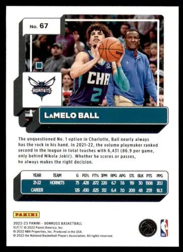 2022-23 Donruss #67 LaMelo Ball NM-MT Hornets ID:57190 - Basketball Card Single