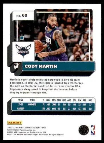 2022-23 Donruss #69 Cody Martin NM-MT Hornets ID:57289 - Basketball Card Single