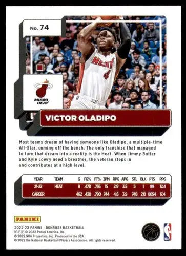 2022-23 Donruss Victor Oladipo basketball card with original gloss NM-MT Heat ID 57223