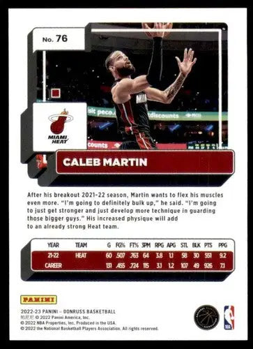 Original gloss Caleb Martin basketball card 2022-23 Donruss NM-MT Heat ID:57266